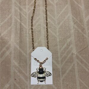 Gold and Black Bee Pendant Necklace